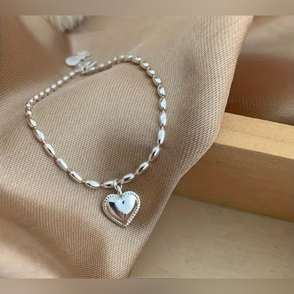 Mini Love Heart Bracelet Simple Style 925 Sterling Silver Hand Chain Jewelry - Picture 5 of 6